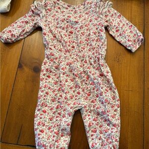 GAP Baby Floral Romper - Pink and White